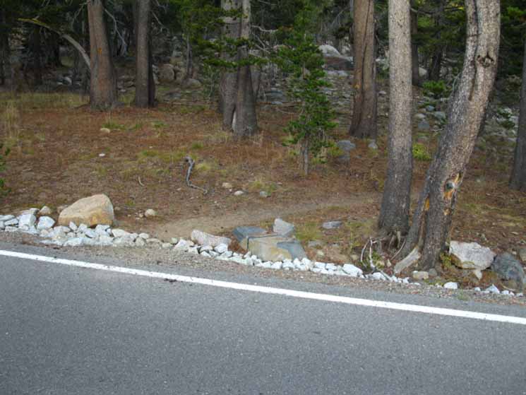 Looking Southbound across the Blue Lakes Road at the continuation of the Pacific Crest Trail