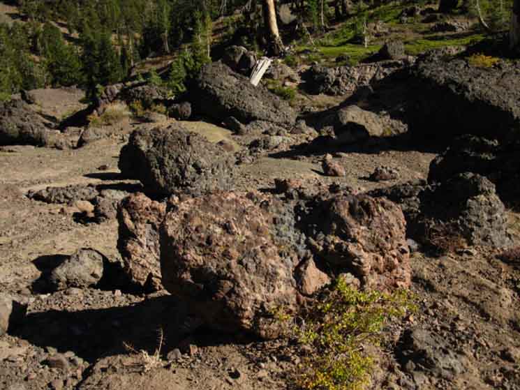 Strange volcanic boulder garden approaching Reynolds Peak.