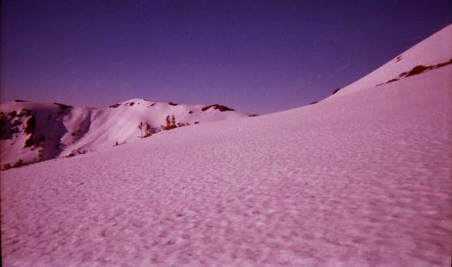 To the Sonora Gap above Wolf Creek Lake, Winter.