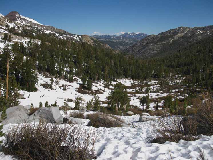 East Carson River in Springtime snow from headwaters bowl.