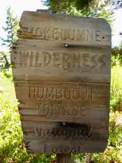 Moklumne Wilderness Boundry, PCT before Blue Lakes