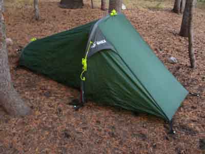 German ultralight tent, Yosemite backpackers camp.