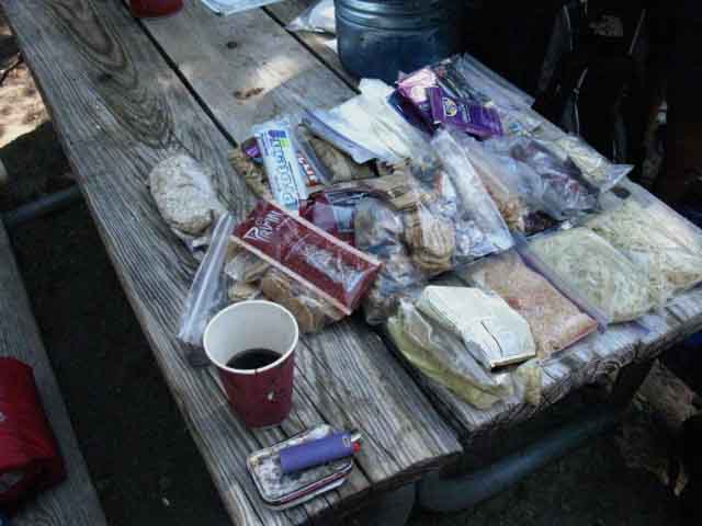 Setting up the resupply for the next section of trail.