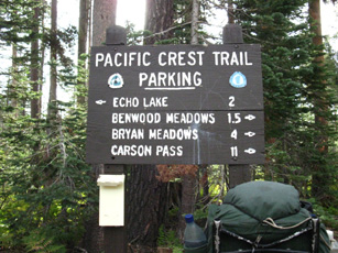 Mileage Sign Post at the Echo Summit Trail head