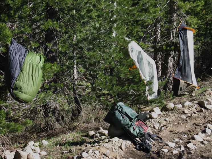Drying Gear after an evening of  Spring Showers