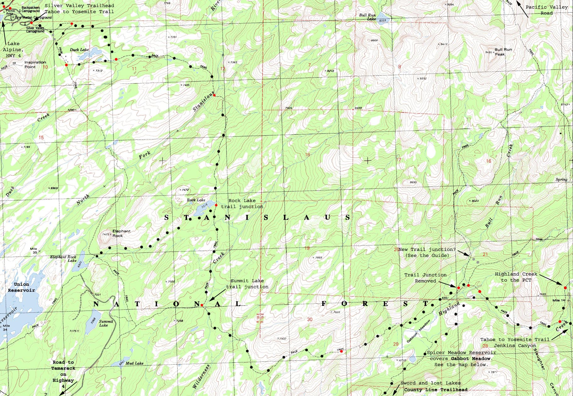 Lake Alpine to Spicer Meadow Reservoir, Jenkins Canyon on the Tahoe to Yosemite Trail.