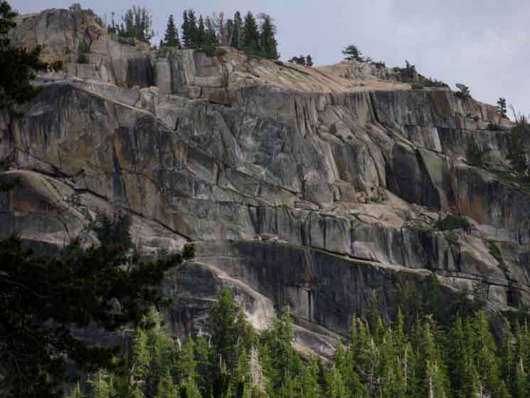 Cliffs on the South side of the Clarks Fork of the Stanislaus River headwaters bowl.
