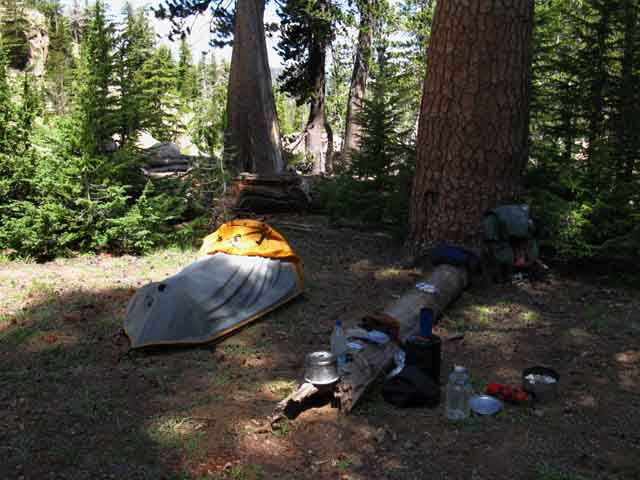Clarks Fork Meadow campsite along the Tahoe to Yosemite Trail.
