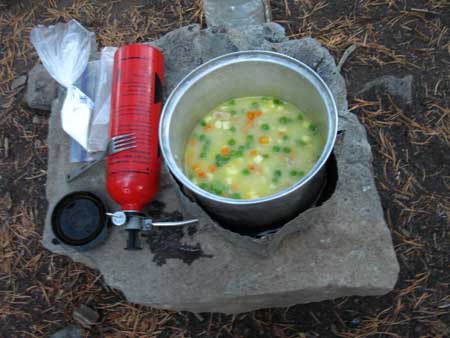 Dinner on the trail.