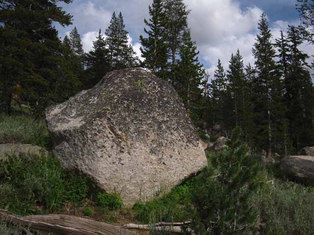 Great boulder above middle Clarks Fork Meadow.