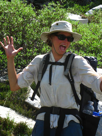 Dinosaur, from North Carolina, making her way North down the East Carson Headwaters Bowl