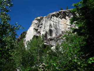 Granite wall with red flash