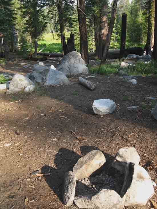 Campsites at the trail junction for Laurel Lake at the Beehive on Moraine Ridge.