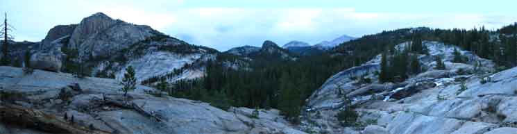 North Sierra panorama from above Glen Aulin High Sierra Camp.