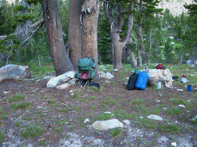 Grace Meadow Campsite along Pacific Crest Trail in Jack Main Canyon, Yosemite. 