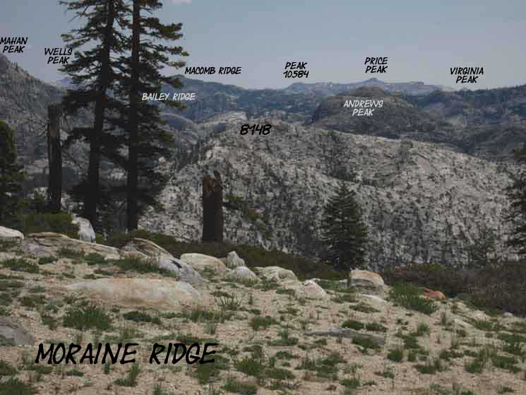 Picture identifying North Yosemite Backcountry Peaks.