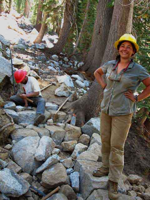 Yosemite Trail Crew Joe Mann and Larissa  working on the Tilden Lake Trail in 2012.