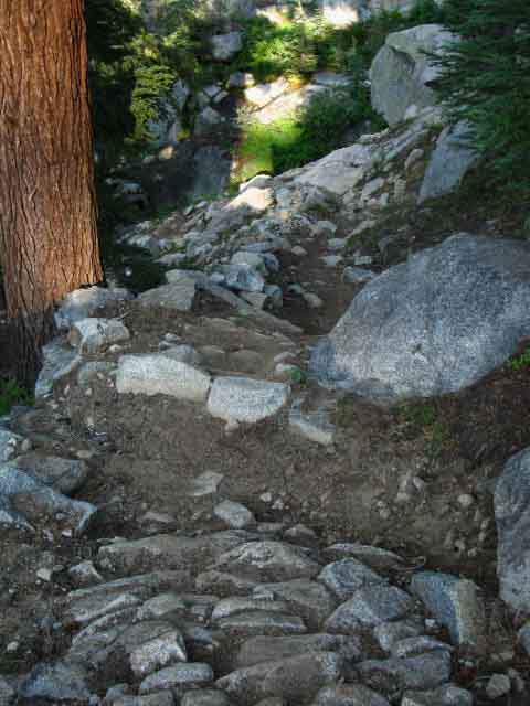 Trail steepens on the way South to the Pate Valley Trail Junction in North Yosemite Backcountry.