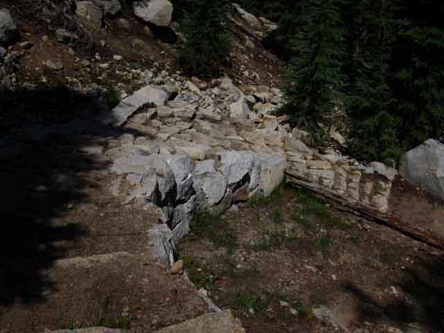 Trail staircase on North side of Selden Pass, Pacific Crest Trail.