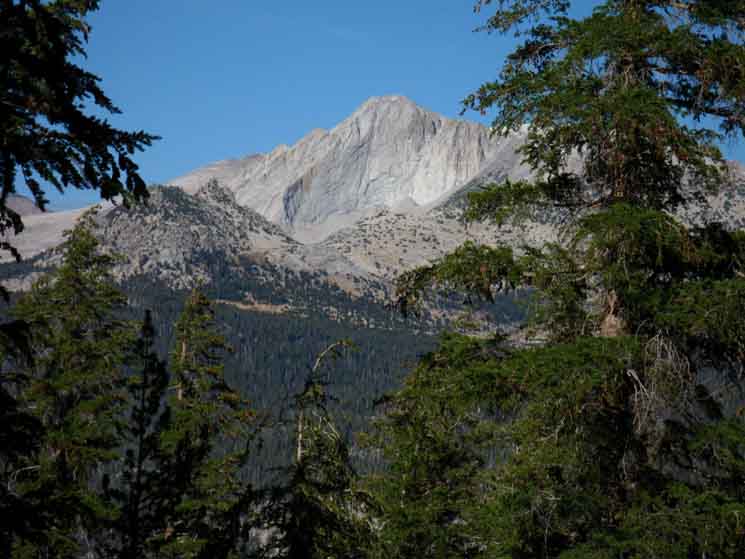 Rising above Fairview Dome our view Northeast takes in the Sierra Crestline capped by Mount Conness.