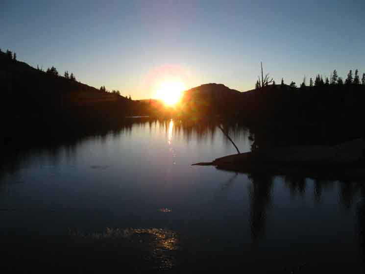 Sunset on Lower Cathedral Lake. 