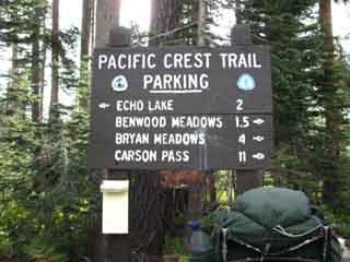 Echo Summit Trail Head, Early on day 4