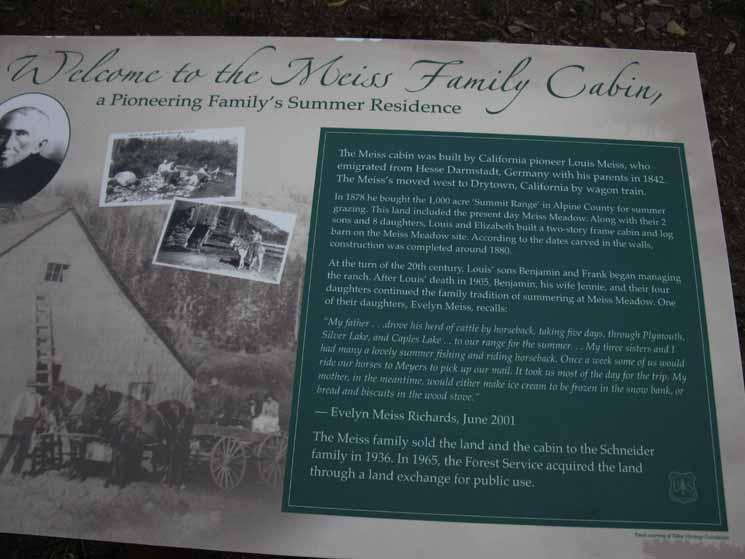 Placard at Meiss Cabin telling the story