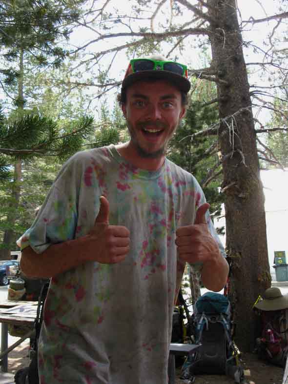 Thirty Pack enjoying life on the PCT at Tuolumne Meadows Resupply.